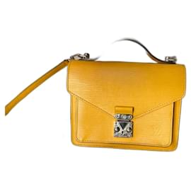 Borsa a tracolla Louis Vuitton Monceau in pelle Epi gialla