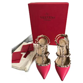 Décolleté Valentino Rockstud Rosa Pelle Taglia 39