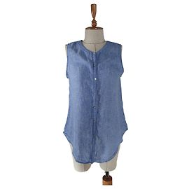 Christian Siriano Tanktop aus blauem Leinen