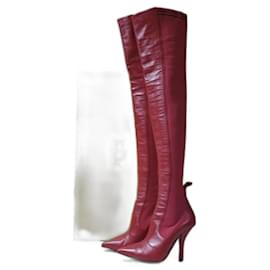 Fendi Rockoko Overknee-Stiefel aus rotem Leder