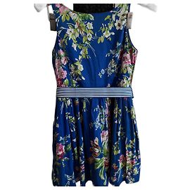 Vestito floreale in cotone blu Ralph Lauren