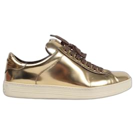 Tom Ford Sneaker Leder Gold Größe 39