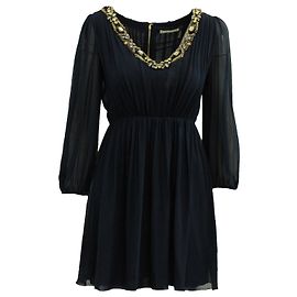 Alice + Olivia Abito con scollo a paillettes Alice & Olivia in seta blu navy