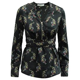 Sandro Paris Aya Oberdruckbluse aus schwarzem bedrucktem Polyester