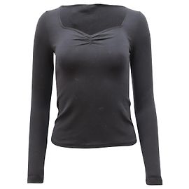 Vince Shirt mit herzförmigem Ausschnitt aus schwarzem Tencel