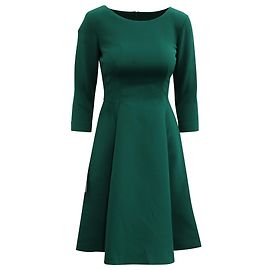 Alberta Ferretti Fit and Flare Kleid aus grüner Seide