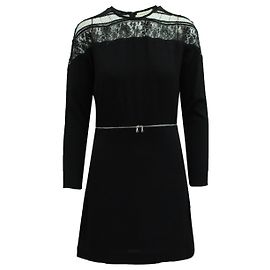 Sandro Paris Abito con Spalline in Pizzo in Viscosa Nera
