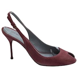 Décolleté Sergio Rossi Peep-Toe Slingback in Pelle Rosa