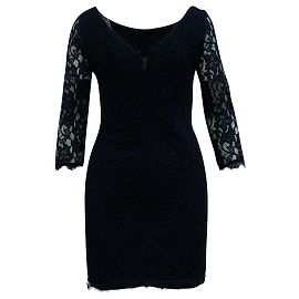 Vestido Diane Von Furstenberg de encaje en rayón azul marino