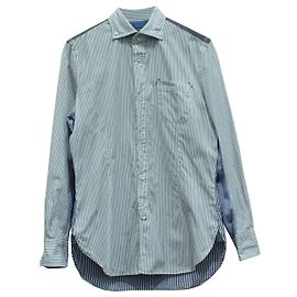 Autre Marque Camicia abbottonata a righe Junya Watanabe x Comme Des Garcon in cotone blu