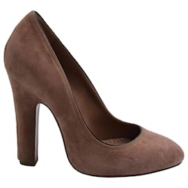 Alaïa Alaia Chunky Heel Pumps aus braunem Wildleder