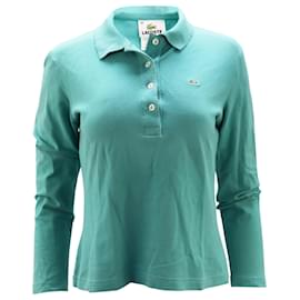 Lacoste Langarm-Poloshirt aus blaugrüner Baumwolle