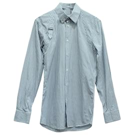 Camicia Button Down a Righe con Fibbia di Alexander McQueen in Cotone Blu - Alexander Mcqueen