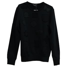 Alexander McQueen Crewneck Badges Pullover aus schwarzer Baumwolle - Alexander Mcqueen