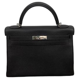 Hermès Kelly Retourné 32 Taurillon Clemence Nero Pelle