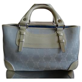 Borsa a mano Céline Boogie in pelle celeste e tela monogrammata