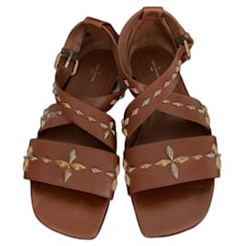 Sandali Louis Vuitton in pelle marrone