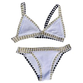 Traje de baño blanco y dorado de poliéster - Autre Marque