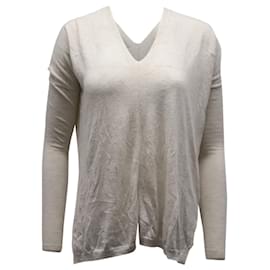 Vince Pullover mit V-Ausschnitt aus cremefarbener Wolle