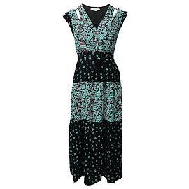 VESTIDO LARGO MAJE FLORAL CON MANGA VUELTA EN VISCOSA MULTICOLOR