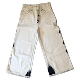 Jeans larghi Dior Tie-Dye in cotone bianco e blu