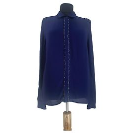 Camicia Baum und Pferdgarten Blu in Viscosa