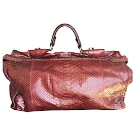 Zagliani Handtasche aus Python Dunkelrot