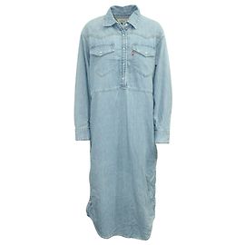 Vestido camisero vaquero de algodón azul claro de Ganni x Levi'S
