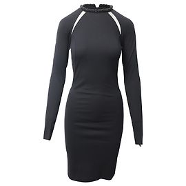 Stella Mc Cartney Vestido de algodón negro con cuello adornado de Stella McCartney