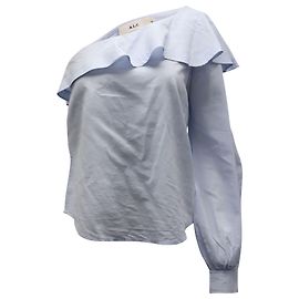 A.L.C BEIM.l.C. Brielle One-Shoulder-Top mit Rüschen aus hellblauer Baumwolle