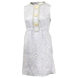 Marc Jacobs Jacquard-Etuikleid mit Metallic-Blumenmuster aus violettem Polyester