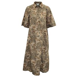 Ganni Maxikleid aus Popeline mit Blumenmuster aus brauner Baumwolle