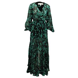 Autre Marque Vestido Caroline Constas Olivia em seda verde