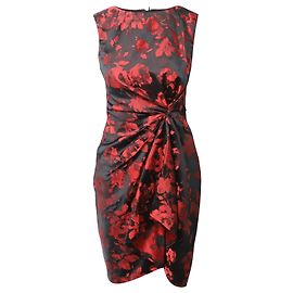 Jason Wu Drapiertes ärmelloses Kleid mit Blumendruck aus schwarzem Polyester