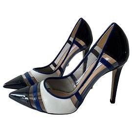 Zapatos de tacón Diane Von Furstenberg Charol Negro Azul y Blanco