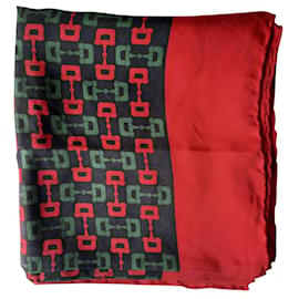 Sciarpa Gucci in seta nera rossa verde