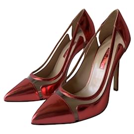 Décolleté Elie Saab in pelle corallo 35