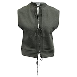 Chaleco estilo suéter con lazo en la parte delantera en algodón gris de T by Alexander Wang