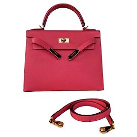 Hermès Kelly 28 Epsom Pelle Rosa Gold Hardware