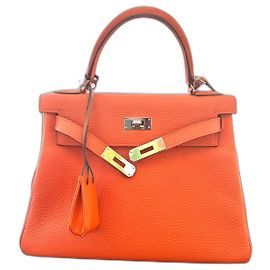 Bolsa Hermès Kelly 28 Laranja de Couro