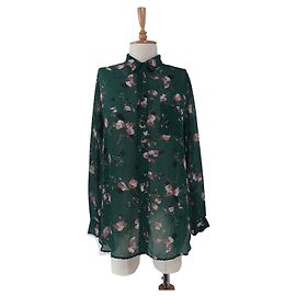 Camicia Marietta Georgette Ganni Verde in Viscosa