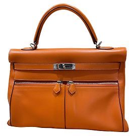 Borsa a mano Hermès Kelly Lakhis in pelle arancione