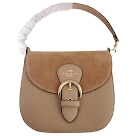Borsa Coach in pelle martellata e scamosciata beige