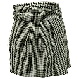 Alice + Olivia Minifalda con cinturón de pata de gallo en viscosa negra/blanca de Alice & Olivia
