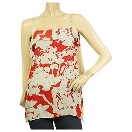 3.1 Phillip Lim Seda Azul Naranja Floral Beige Espagueti en la espalda Tirantes Cami Top 4