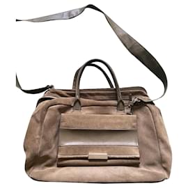 Borsa a tracolla Maje in camoscio e pelle marrone