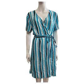 Diane Von Furstenberg DvF Wickelkleid mit Streifen, großzügige Größe L, wie ein Franzose 44