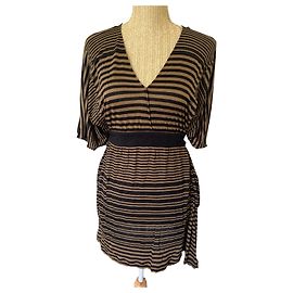 Stella Mc Cartney Stella McCartney Kleid aus Viskose und Leinen braun schwarz
