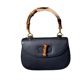 1980s Negro Vintage Gucci Bambú Top Handle Bolsos