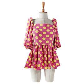 Autre Marque Stine Goya Top in Rosa mit Polka Dots